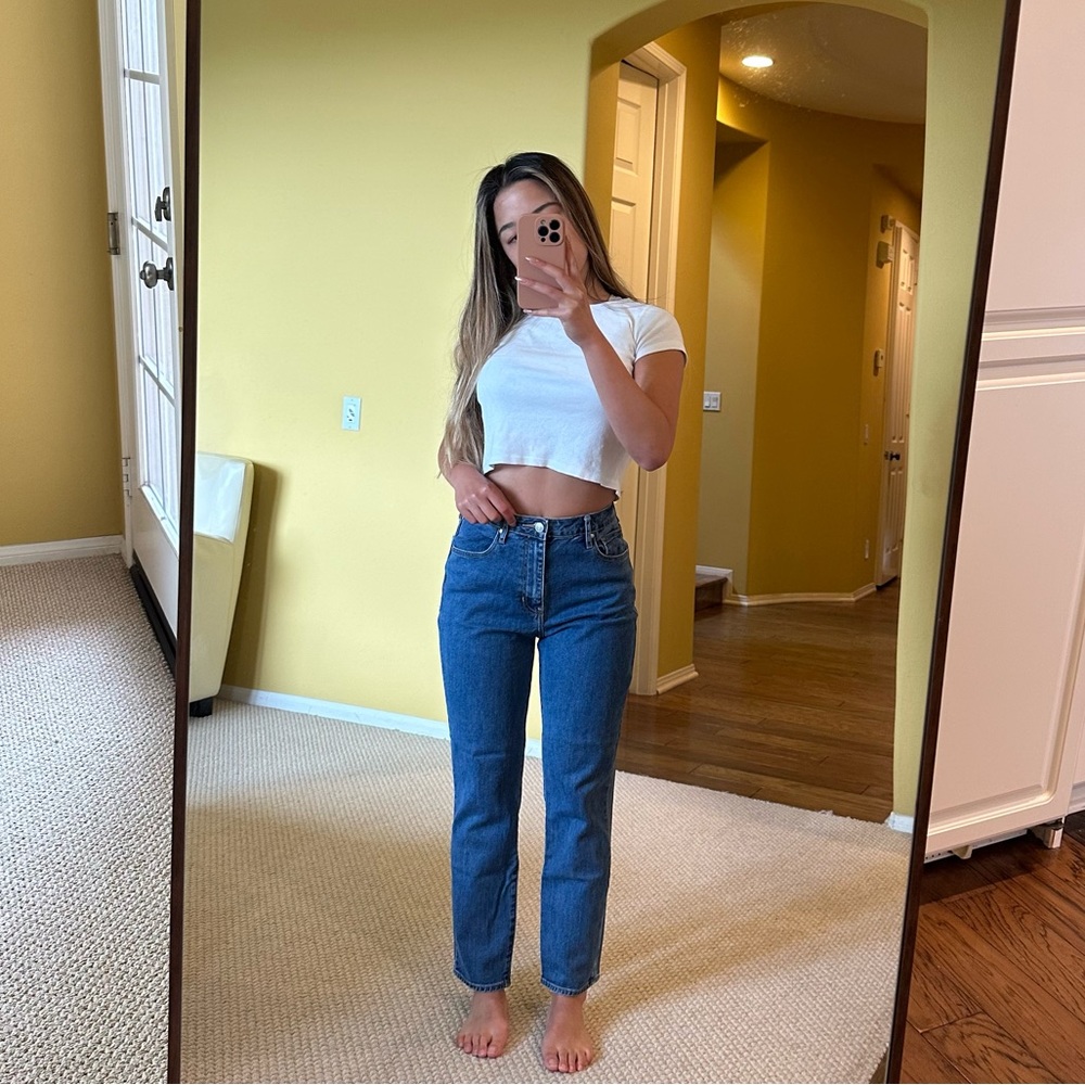 Dark blue wash high waisted jeans from PacSun
